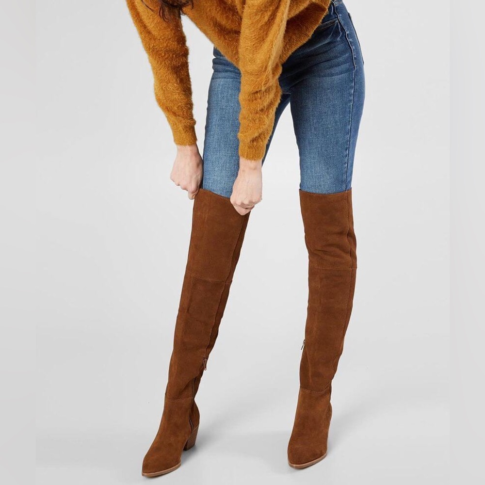 Steve Madden Lucca brown suede leather pull on over the knee boots